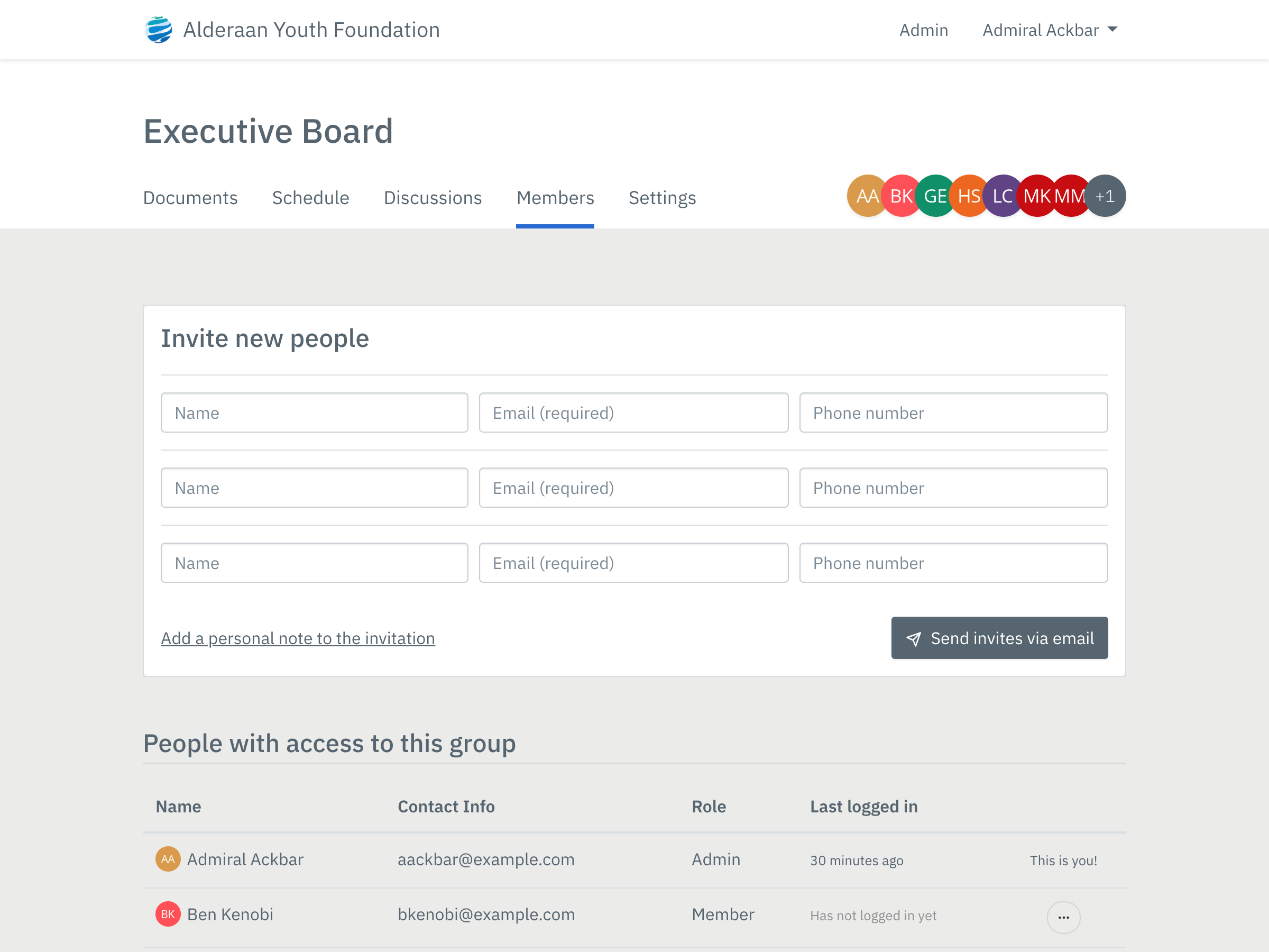 Adding and removing members in BoardBinder
