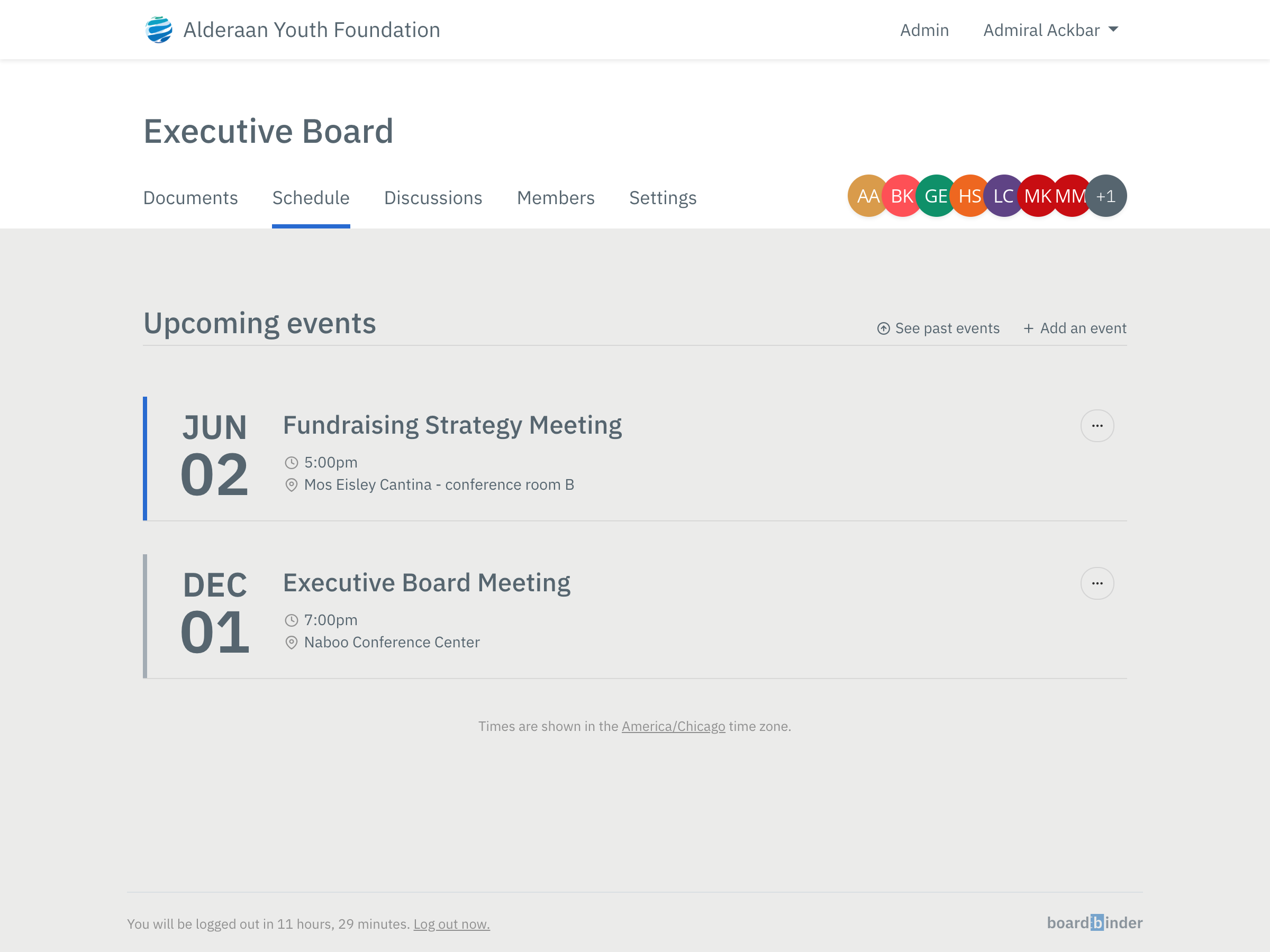 Managing meeting schedules in your board binder