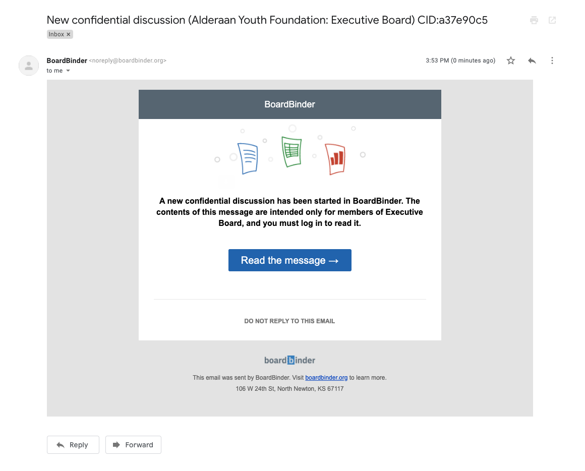 BoardBinder confidential email discussion