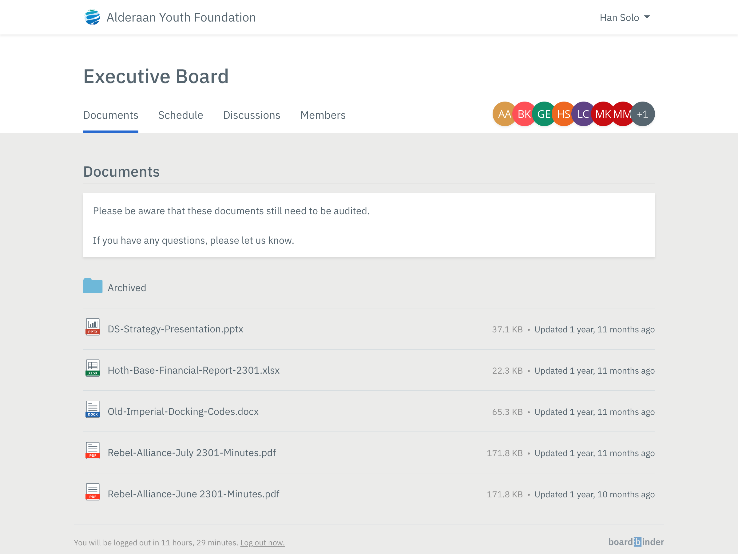 Using documents in your board binder